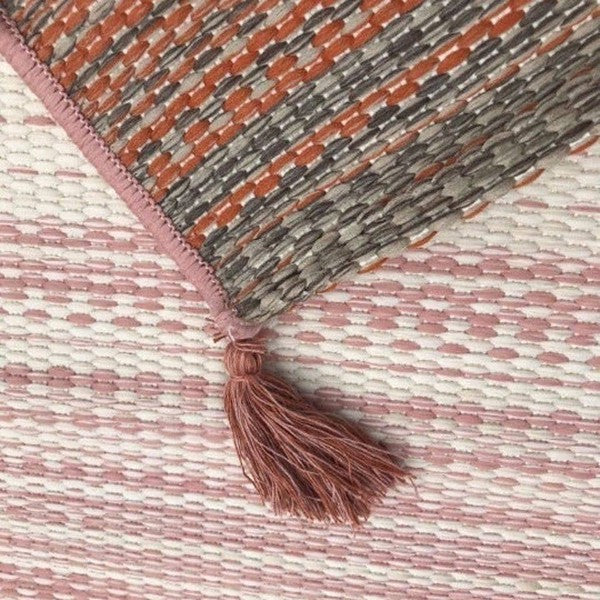 7’ x 10’ 7x10 Pink Warm Outdoor Striped Area Rug - As Shown / One Size