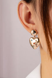 A212 puffy heart earrings with rhinestones stars - Gold / one size - Rings