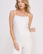 ACTIVE SPAGHETTI STRAP FITTED UNITARD ROMPER - WHITE / S