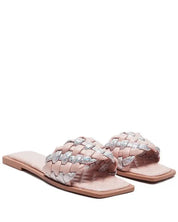 ALLIUM METALLIC WOVEN STRAP FLATS - Pink / 6