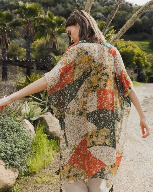 Allover Floral Print Kimono