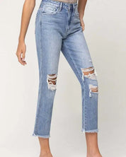 Amani Super High Rise Distressed Relaxed Straight Jeans