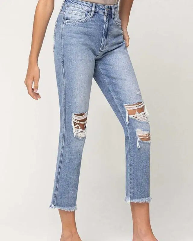 Amani Super High Rise Distressed Relaxed Straight Jeans