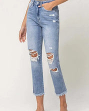 Amani Super High Rise Distressed Relaxed Straight Jeans