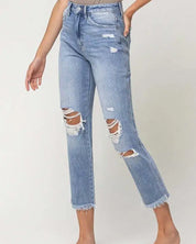 Amani Super High Rise Distressed Relaxed Straight Jeans