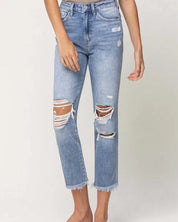 Amani Super High Rise Distressed Relaxed Straight Jeans