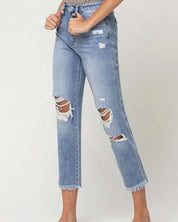 Amani Super High Rise Distressed Relaxed Straight Jeans