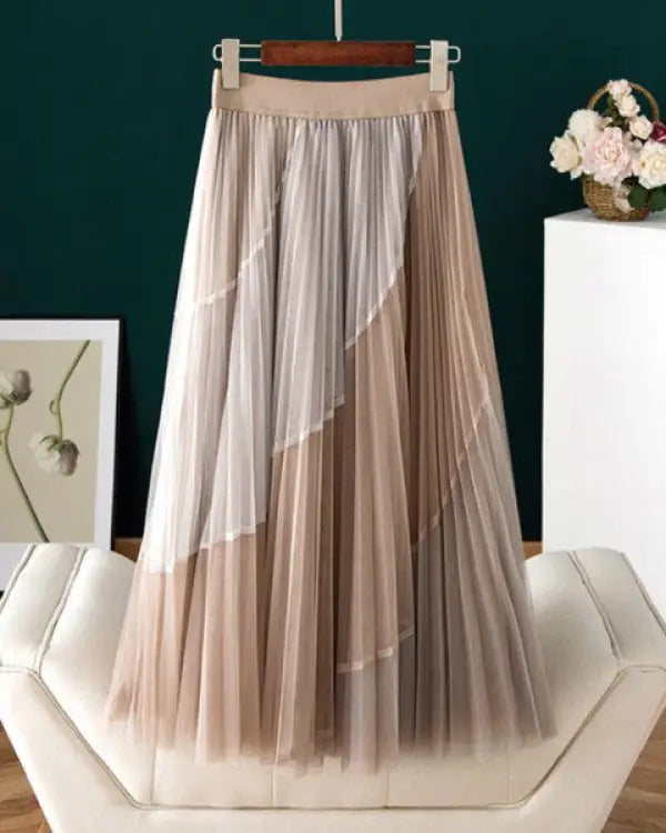 Amelia Double - Layered Skirt  - Beige / OS