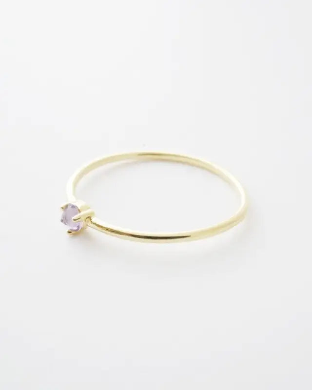 Amethyst Crystal Point Solitaire Ring - Gold-5 / 3