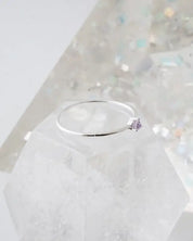 Amethyst Crystal Point Solitaire Ring