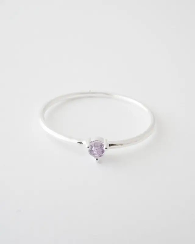 Amethyst Crystal Point Solitaire Ring