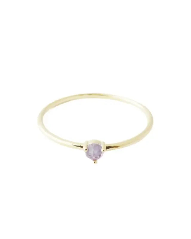 Amethyst Crystal Point Solitaire Ring