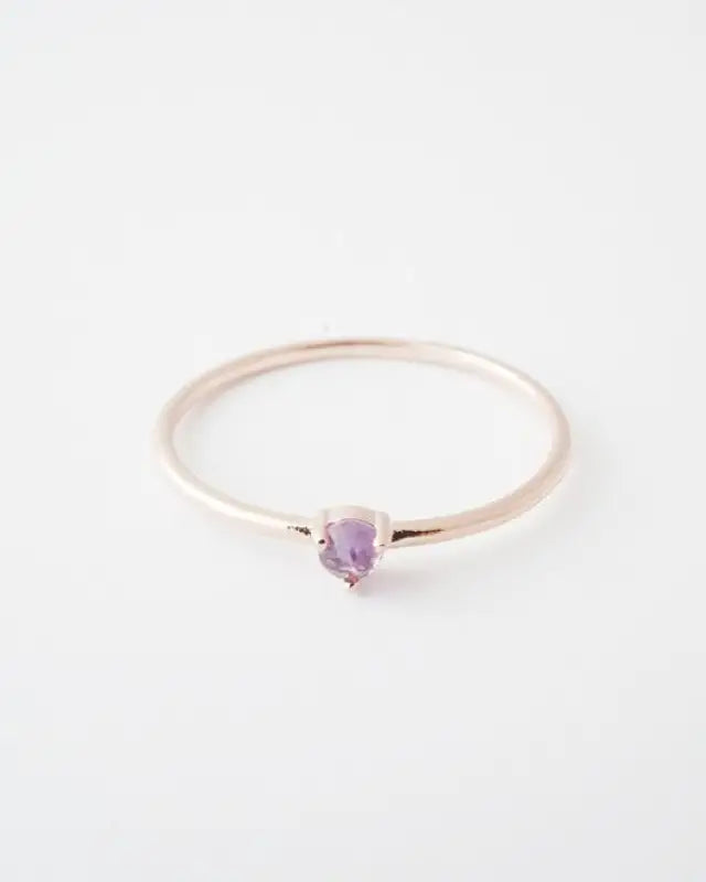 Amethyst Crystal Point Solitaire Ring