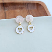 Amora Heart Earrings - White - White / OneSize