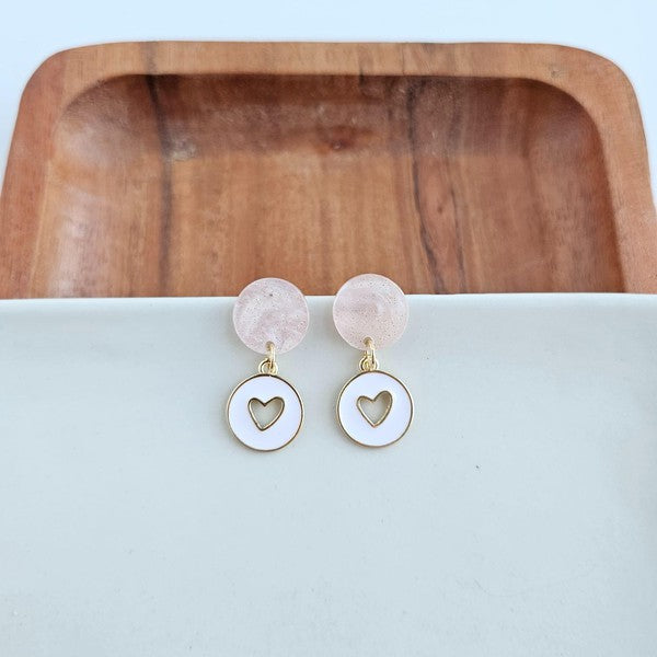 Amora Heart Earrings - White - White / OneSize