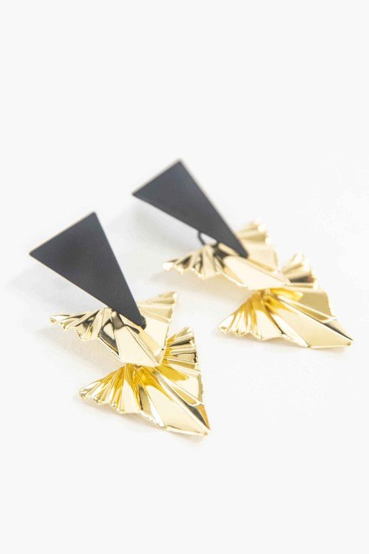 Anastasia Pleated Gold Drop Earrings