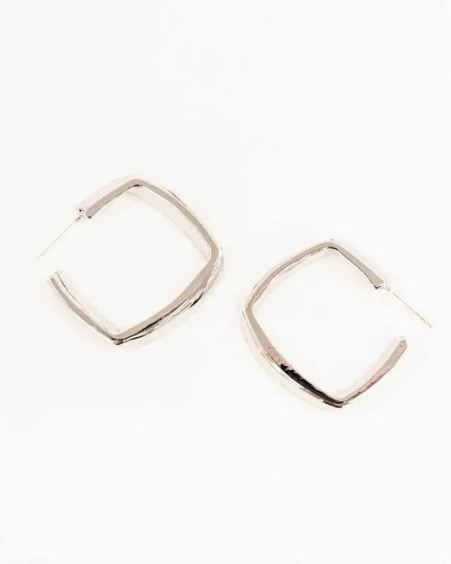 Angular Hoop Earrings - Silver / OS