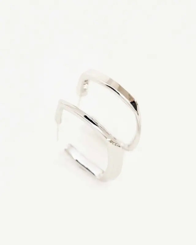 Angular Hoop Earrings - Silver / OS