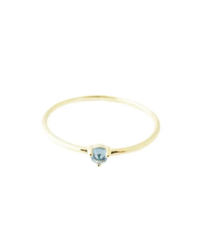 Aquamarine Crystal Point Solitaire Ring