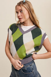 Argyle Cropped Sweater Vest