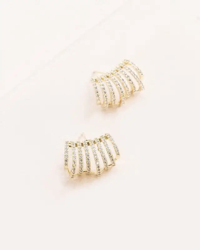 Armored Curved Huggie Hoop Earrings - Gold / OS