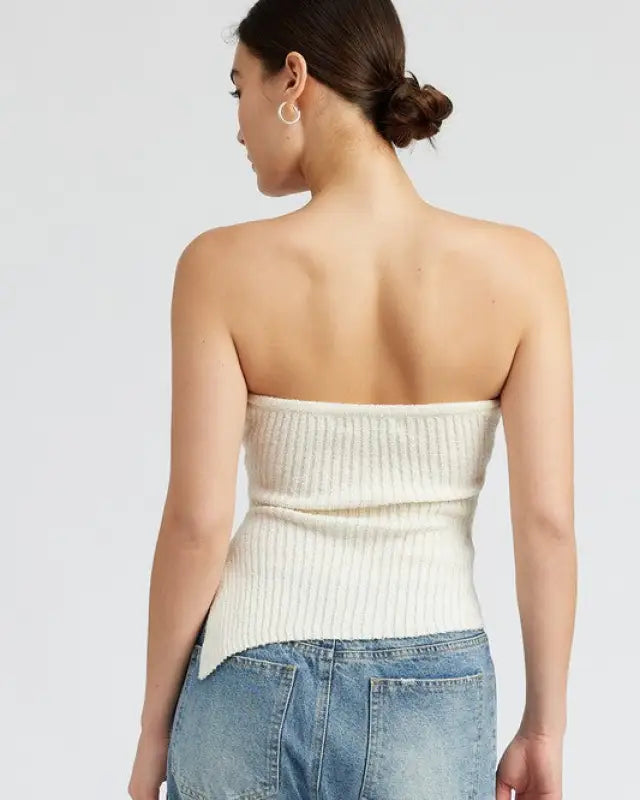 Asymmetrical Ruched Tube Top