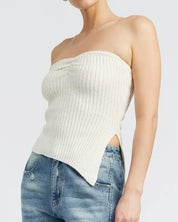 Asymmetrical Ruched Tube Top