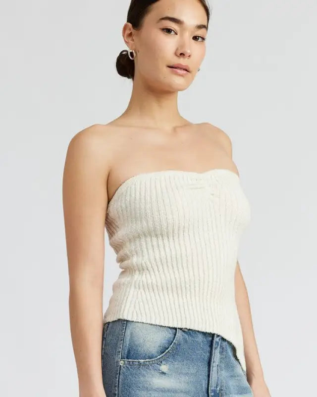 Asymmetrical Ruched Tube Top