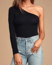 ASYMMETRICAL SLEEVE KNIT TOP