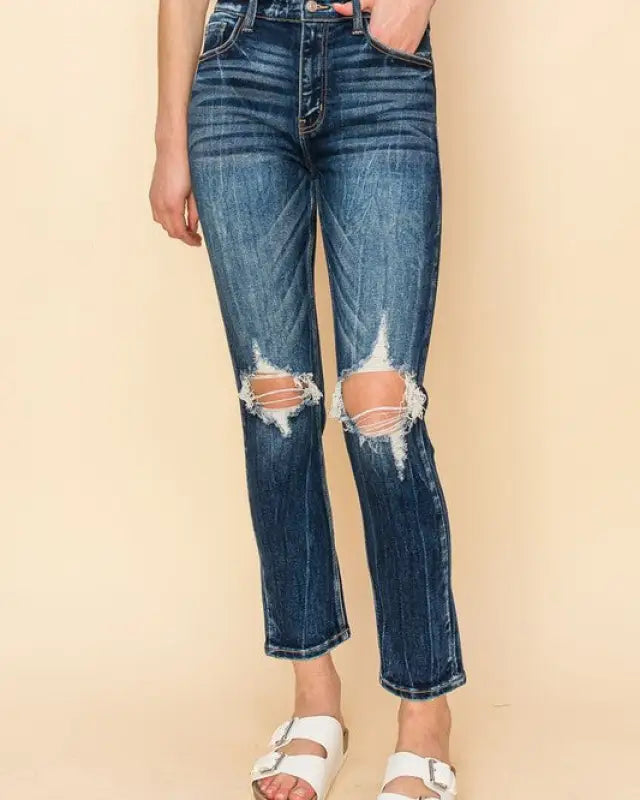 At1046Cgd High Rise Stretch Ankle Cigarette Jeans