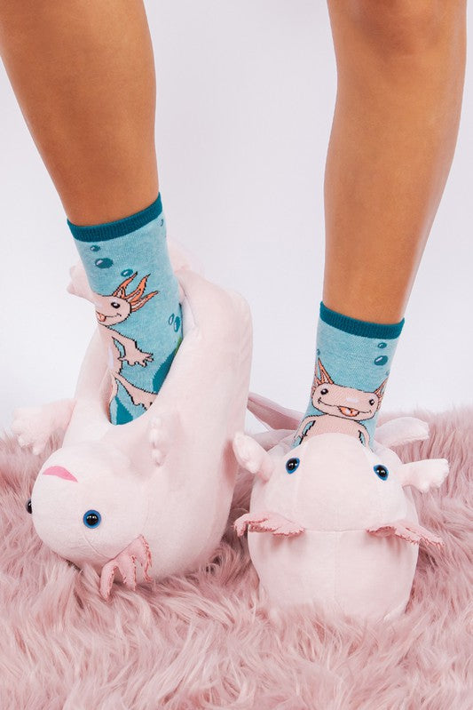 Axolotl Hugs - Women’s Cute Plush Animal slippers