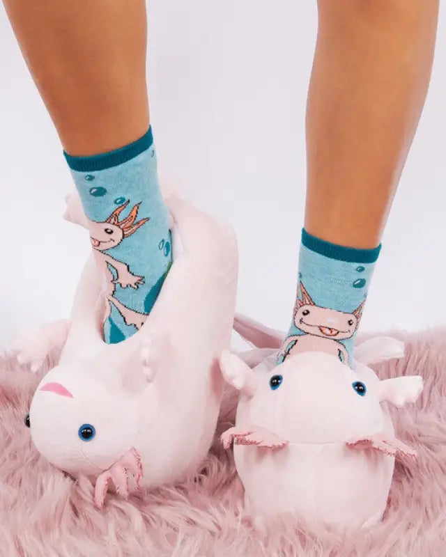 Axolotl Hugs - Women’s Cute Plush Animal slippers