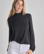 Backless Cowl Twist Back Long bubble Sleeve Top