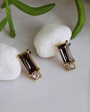 Baguette Cut Stone Stud Earrings