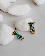 Baguette Cut Stone Stud Earrings