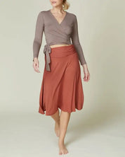 BAMBOO FLARED MID LENGTH SKIRT