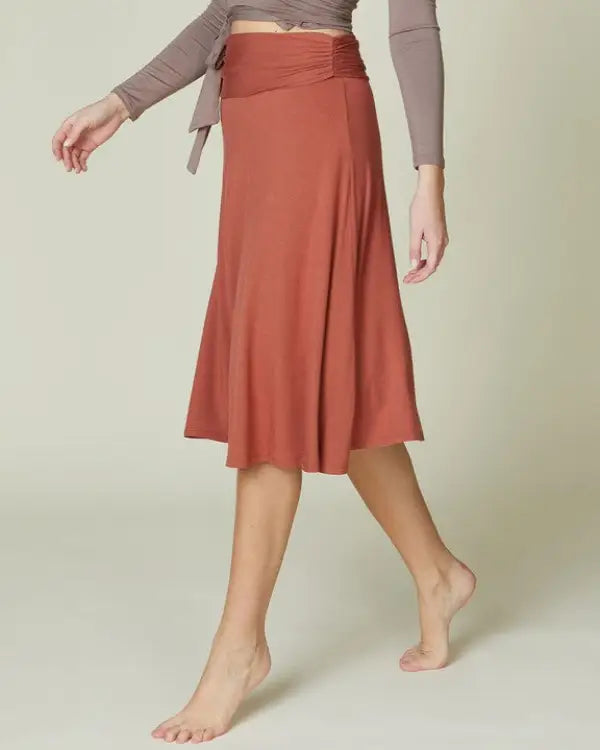 BAMBOO FLARED MID LENGTH SKIRT