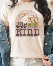 Be Kind Boho Moon Night Desert Scene Graphic Tee - Cream / S