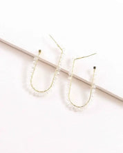 Beaded Racetrack Hoop Earrings - Clear / OS