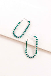 Beaded Racetrack Hoop Earrings - Emerald Green / OS