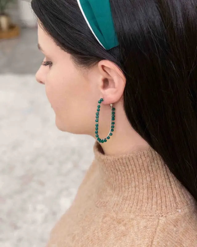 Beaded Racetrack Hoop Earrings