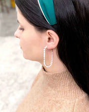 Beaded Racetrack Hoop Earrings