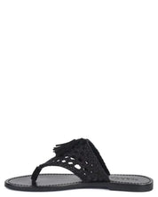 BEECH HANDWOVEN NATURAL SUEDE TASSEL THONG FLATS