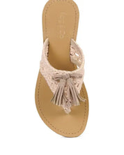 BEECH HANDWOVEN NATURAL SUEDE TASSEL THONG FLATS