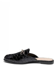 BEGONIA BUCKLED FAUX LEATHER CROC MULES