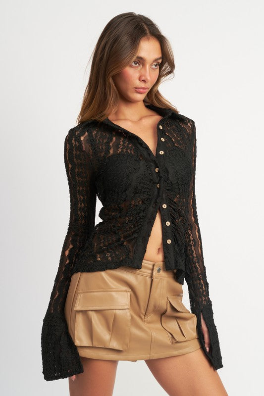 Bell Sleeve Lace Shirt Top