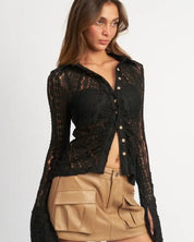 Bell Sleeve Lace Shirt Top