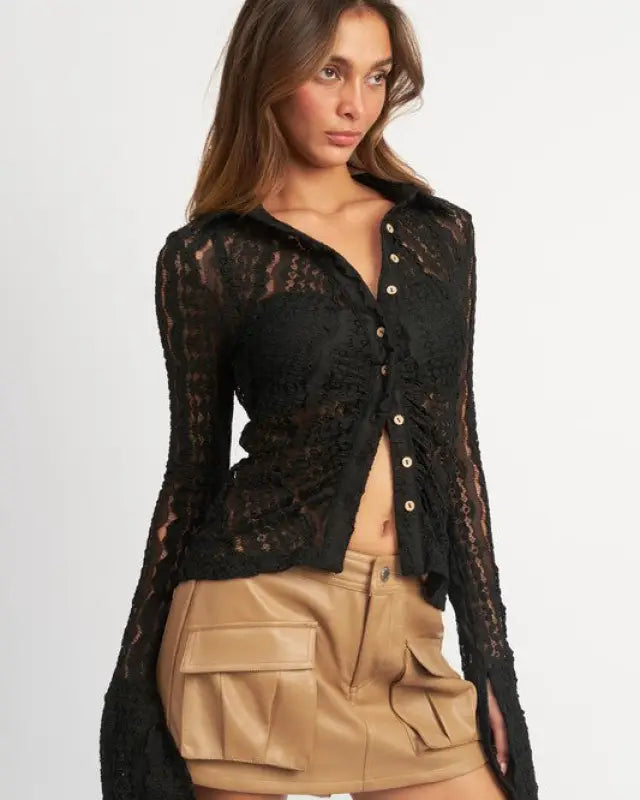 Bell Sleeve Lace Shirt Top