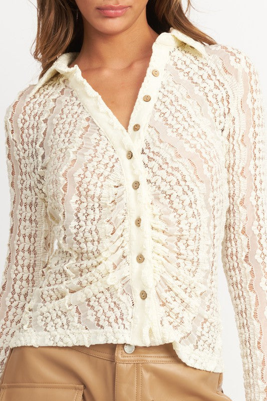 Bell Sleeve Lace Shirt Top