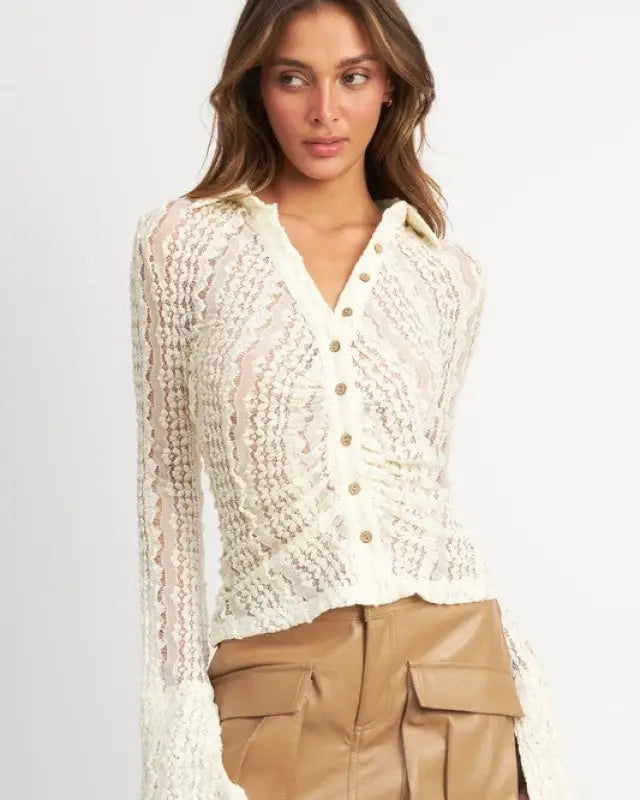 Bell Sleeve Lace Shirt Top